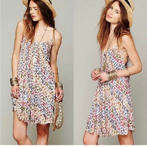 FREE PEOPLE Imperial Palm Pin-tuck Trapeze Dress US M - Picture 1 of 1